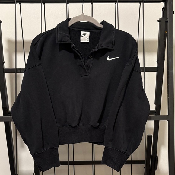 Nike Black Collared Sweatshirt - Picture 1 of 4